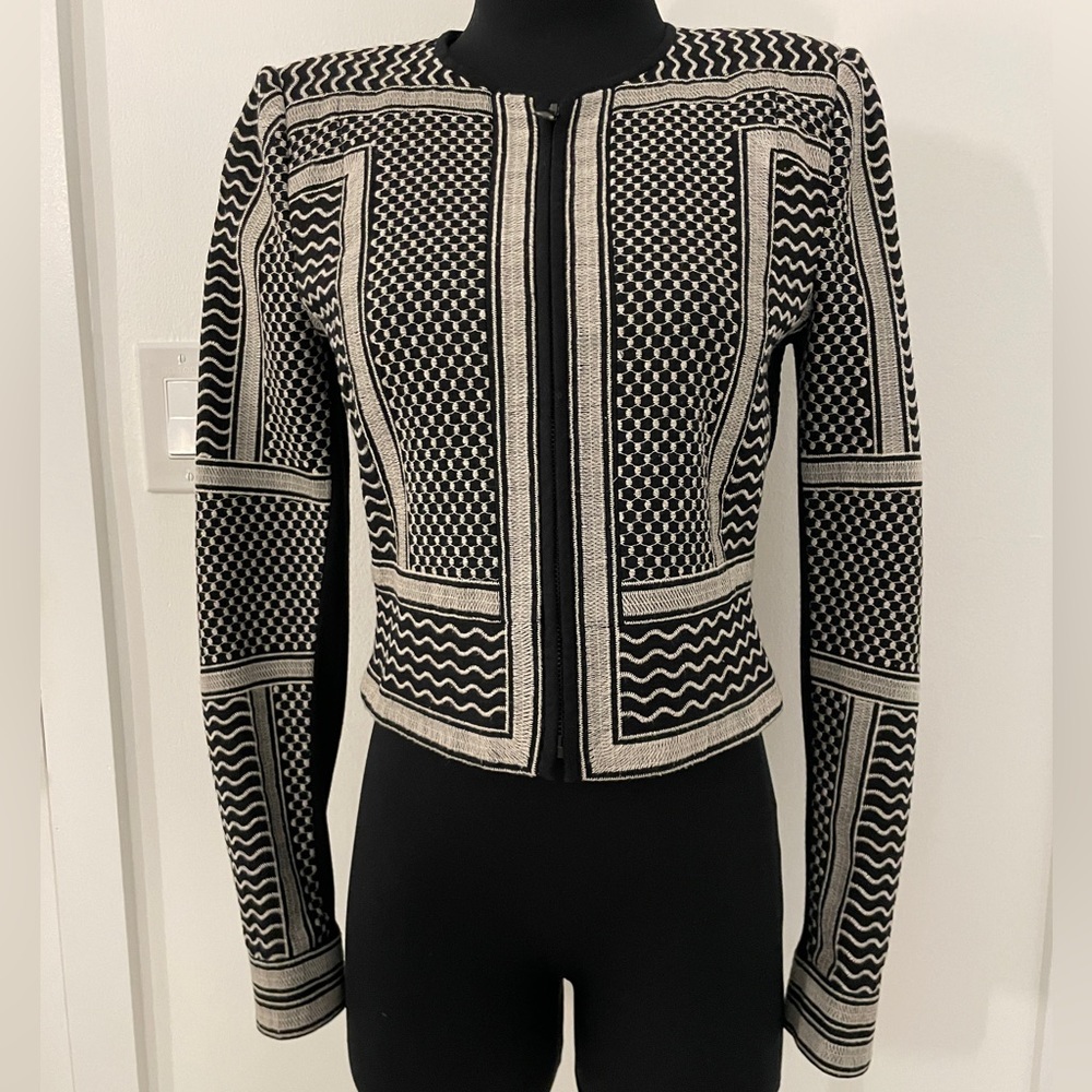 BCBG Duke Embroidered Jacquard Jacket